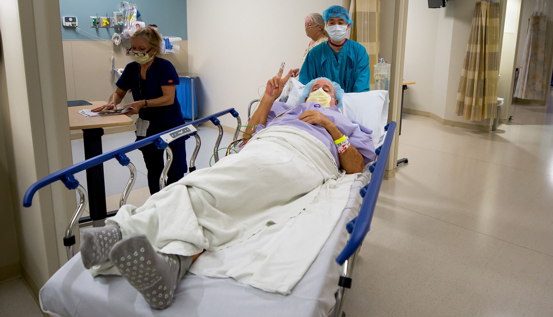 Kendrick Pittman and George Sallaberry getting prepped for surgery